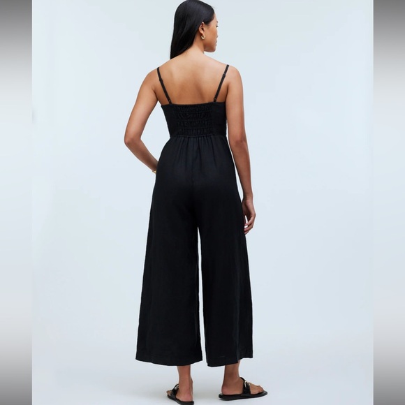 Madewell Sleeveless Wide-Leg Jumpsuit in 100% Linen sz  0 NP077 - Picture 2 of 5